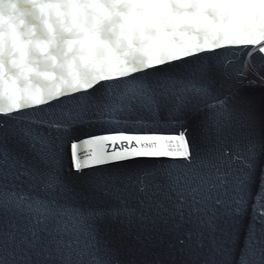 NWOT Zara Black Leather‎ Pocket Sweater - Picture 4 of 7